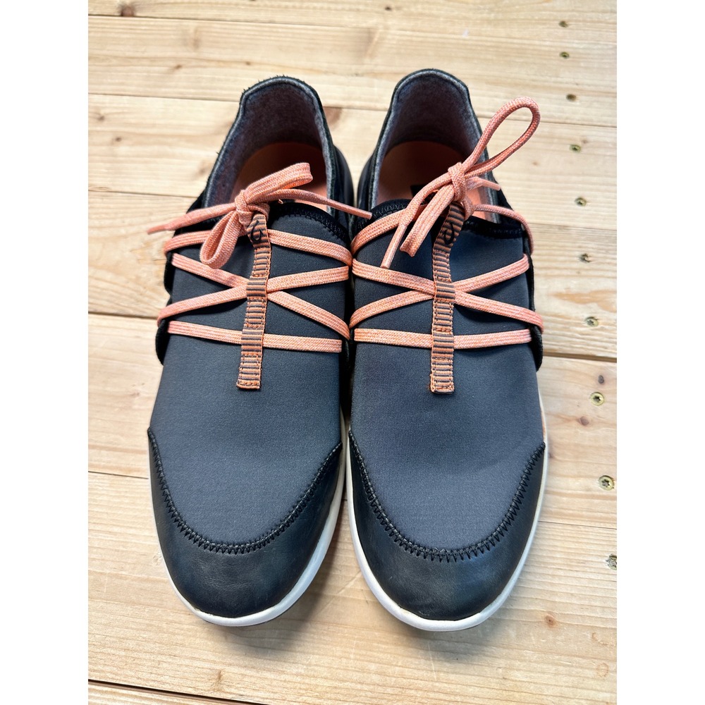 Olukai Mikili Women's US‎ 8 Black Coral Lace Up Comfort Sneakers Shoes